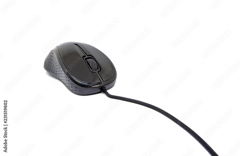 Black computer mouse isolated on white background. Black computer mouse isolated on white background.