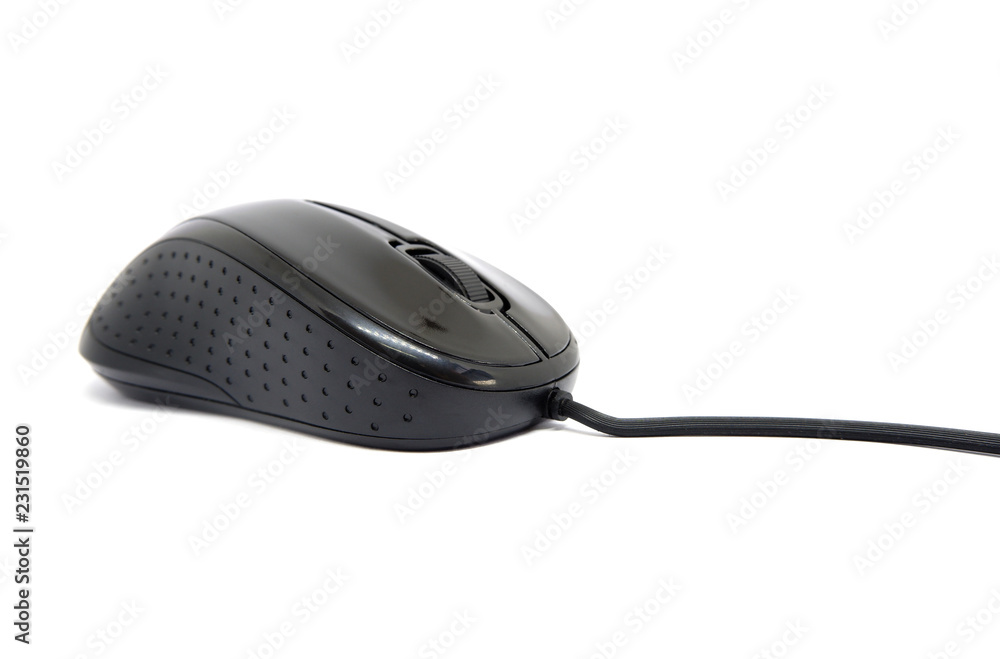 Black computer mouse isolated on white background. Black computer mouse isolated on white background.
