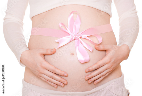 pregnant woman on white
