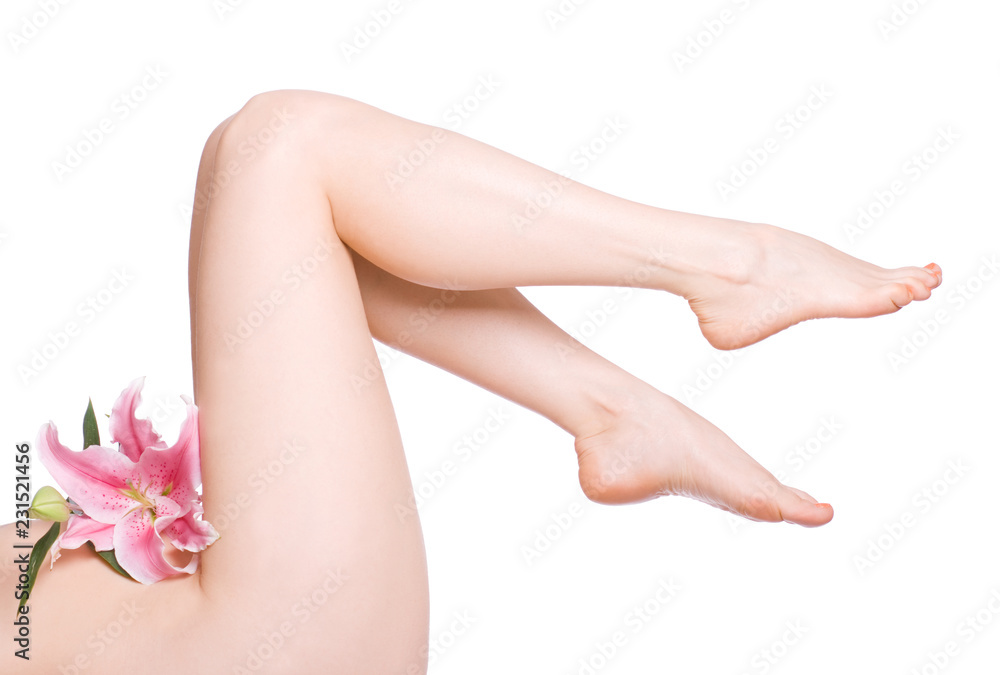 legs of beautiful girl with lilly three legs of beautiful girl with lilly three