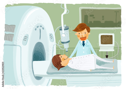 Male patient undergoing CAT scan