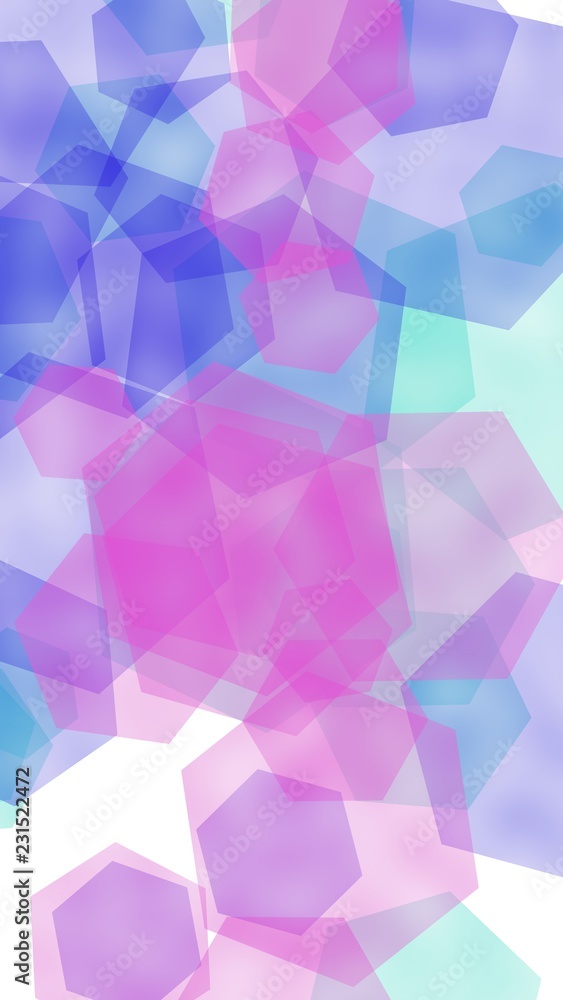 Multicolored translucent hexagons on white background. Vertical image orientation. 3D illustration Multicolored translucent hexagons on white background. Vertical image orientation. 3D illustration