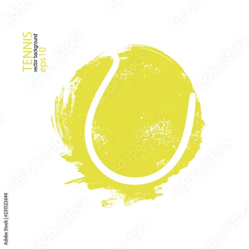 Obraz Wektorowa ilustracyjna tenisowa piłka odizolowywająca. Projekt nadruku na koszulki, rysunek odręczny. Element sportu na plakat, baner, ulotkę, grunge, spray).