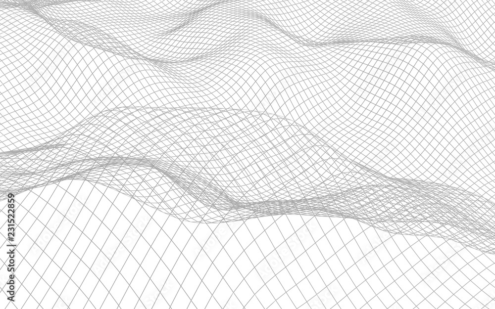 Abstract landscape on a white background. Cyberspace grid. Hi-tech network. 3d illustration Abstract landscape on a white background. Cyberspace grid. Hi-tech network. 3d illustration