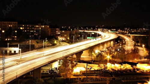 traffic in the city at night