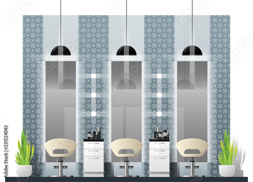 Interior scene of modern beauty salon , vector , illustration