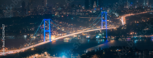 View of Bosphorus bridge at night Istanbul © boule1301