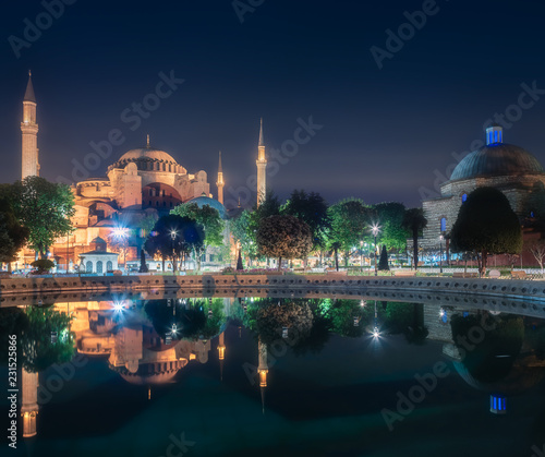 Hagia Sophia early at the night in Istanbul