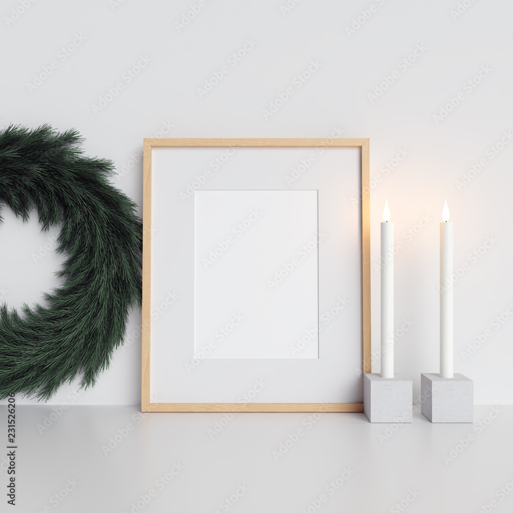 Fototapeta Poster Mockup Scandinavian Interior Christmas Decoration