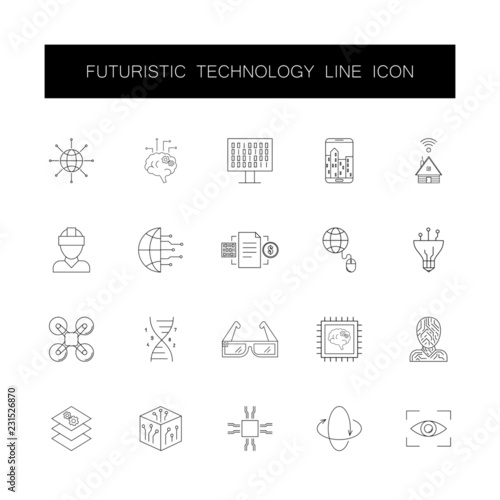 Line icons set. Futuristic technology pack. Vector illustration