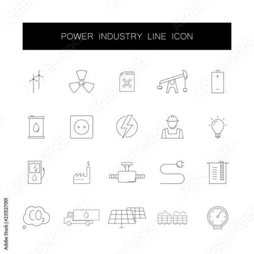 Line icons set. Power industry pack. Vector illustration