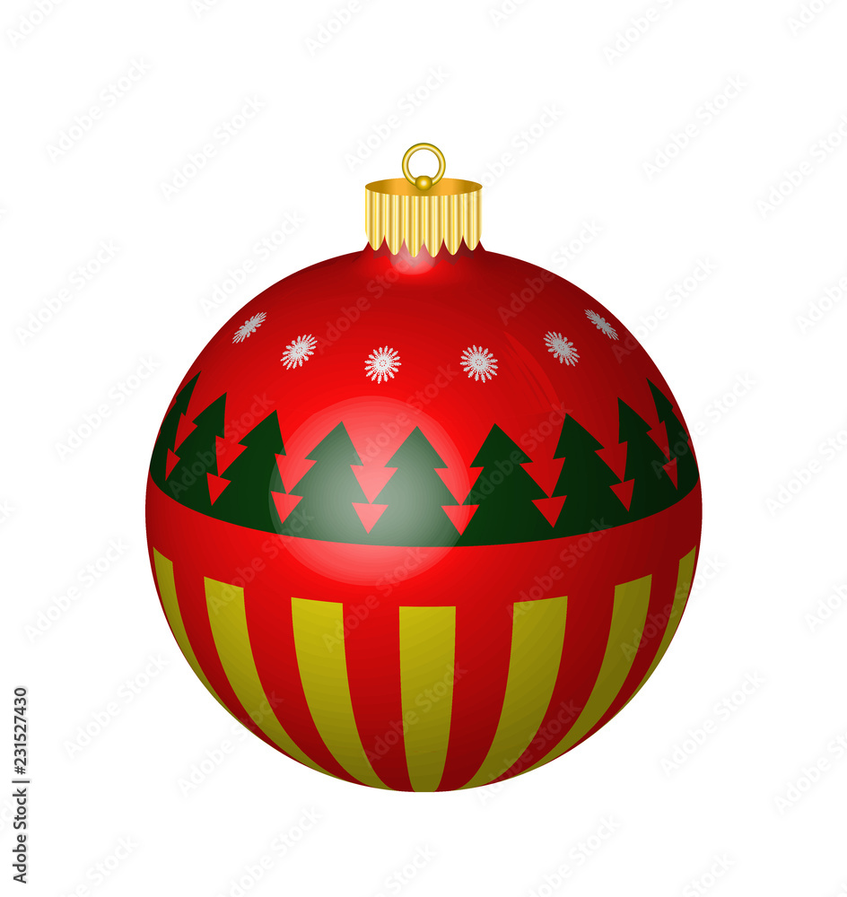 Ball on fir tree with drawing 3d Ball on fir tree with drawing 3d