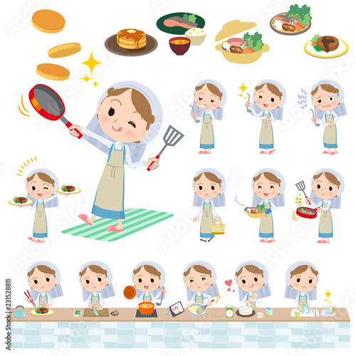 Nun women emerald costume_cooking