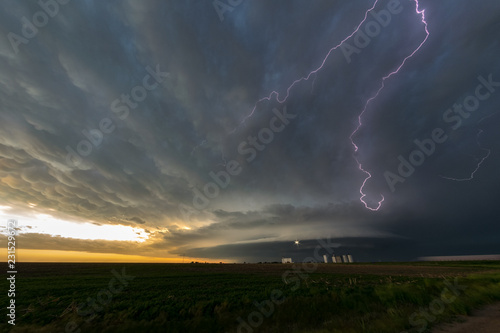 Wallpaper Mural A supercell thunderstorm with lightning over northeastern Colorado at sunset Torontodigital.ca