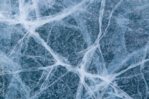 ice and cracks on the surface of Lake Baikal, Winter