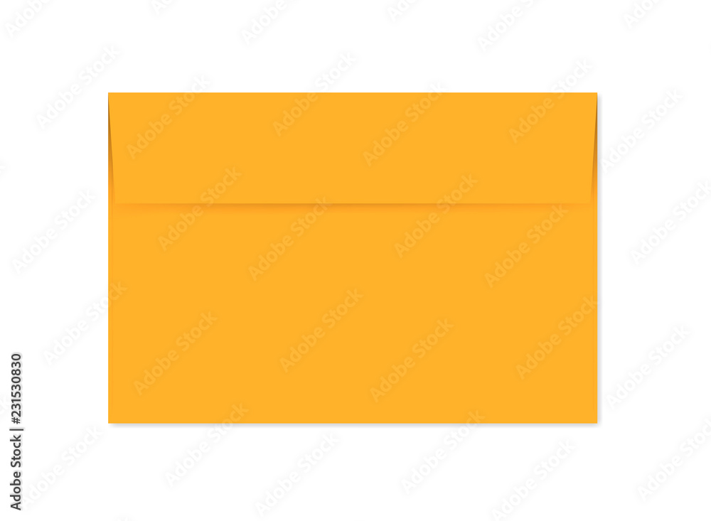 Orange paper envelope isolated on white background template Orange paper envelope isolated on white background template