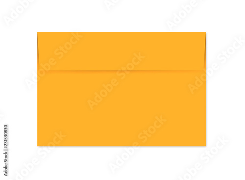 Orange paper envelope isolated on white background template