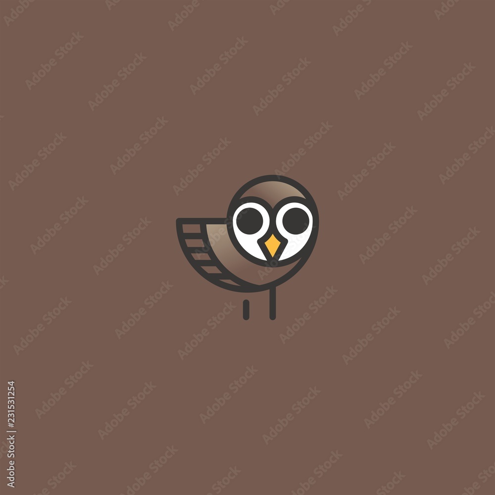 Fototapeta premium Bird Owl Cute Animal Abstract Illustration Icon Logo Design Template Element Vector