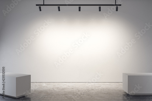 Modern gallery with empty poster photo