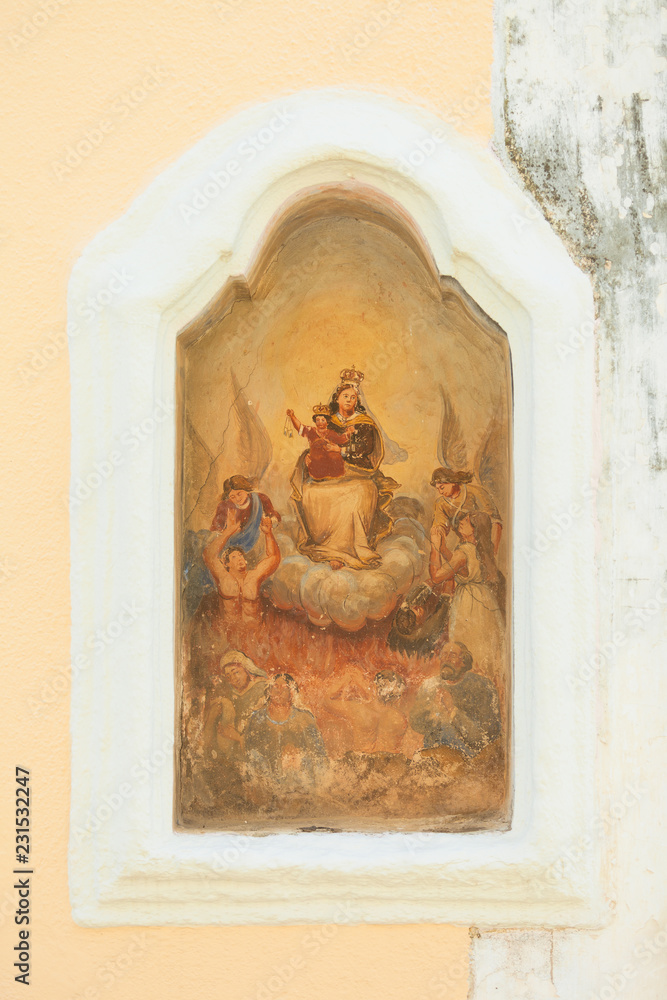 Presicce, Apulia - An old religious drawing in the streets of Presicce