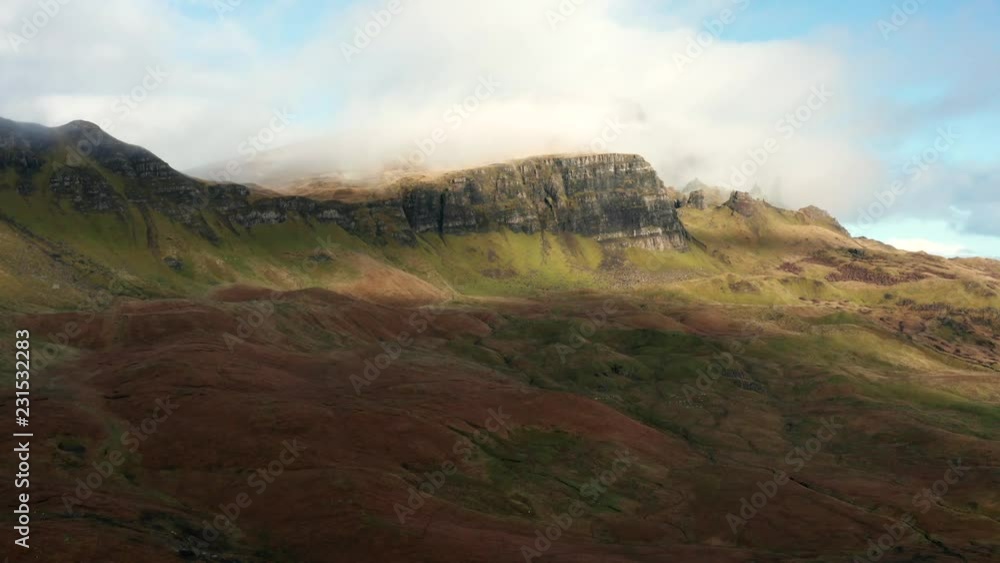 Aerial view of the Quiraing on the Isle of Skye, Scotland. Aerial view of the Quiraing on the Isle of Skye, Scotland.