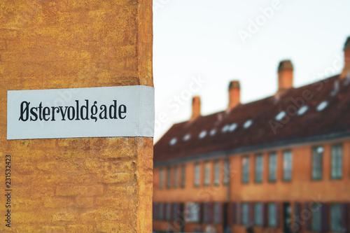 Photography Street name in old Copenhagen