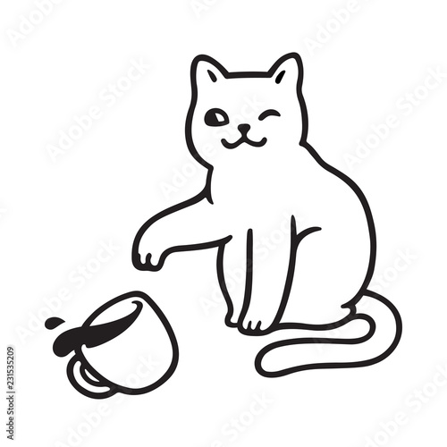 Cat breaking cup
