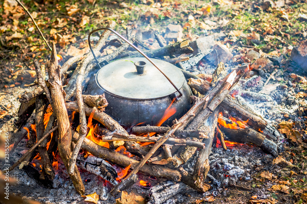 Cooking in a pot in the nature_ Cooking in a pot in the nature_