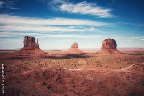 Vintage view of Monument Valley  Arizona and Utah  United States
