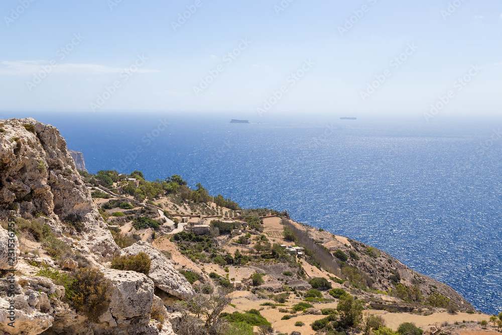 Dingli, Malta. Scenic view of the rocky coast