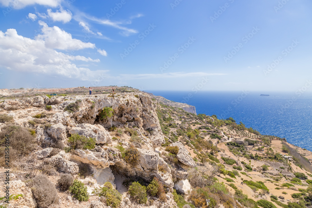 Dingli, Malta. The picturesque coast in sunny weather