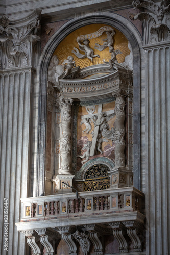 Inside of Saint Peters Basilica in Vatican Italy photo