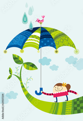 Close-up of girls holding umbrella