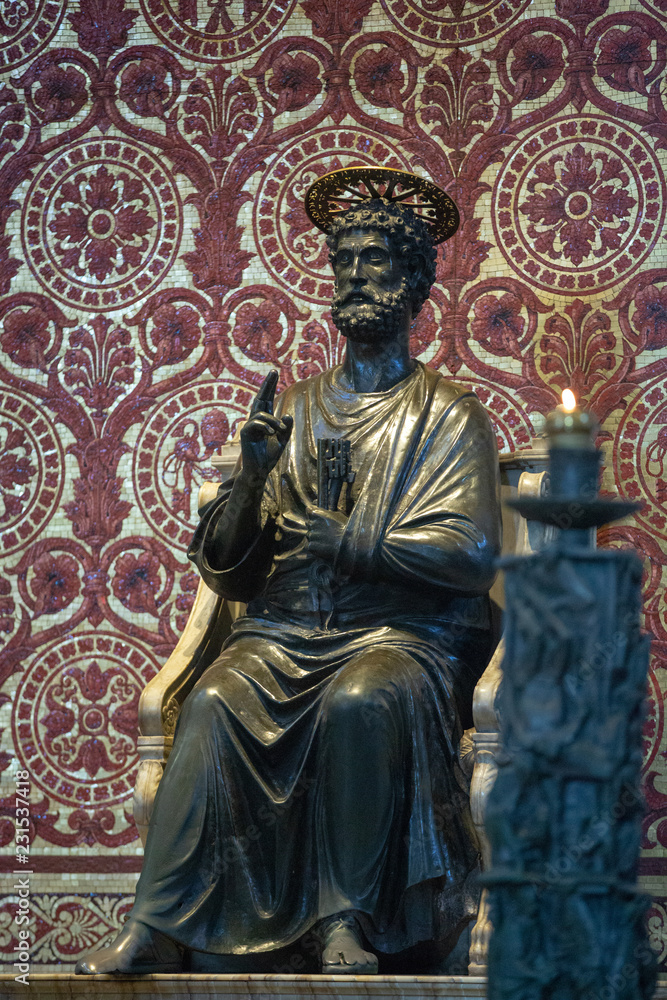 Inside of Saint Peters Basilica in Vatican Italy