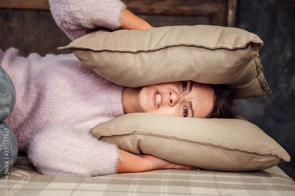 Fototapeta premium young woman can not sleep