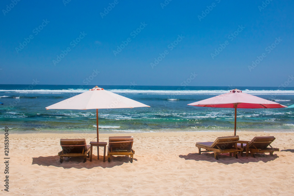 umbrella chair beautiful summer beach view