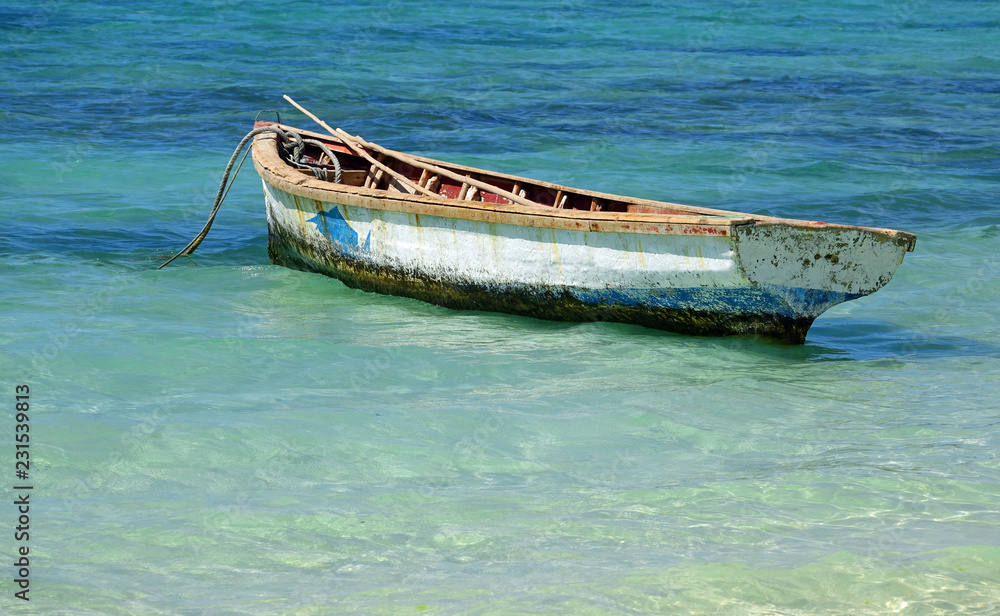 Une barque de pêcheur amarrée sur la côte Une barque de pêcheur amarrée sur la côte