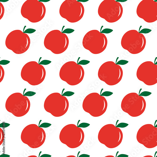 Vector seamless pattern with red apple. Eco food background. Can be used for restaurant or cafe menu, design banners, wrapping paper, print on clothes. EPS10.