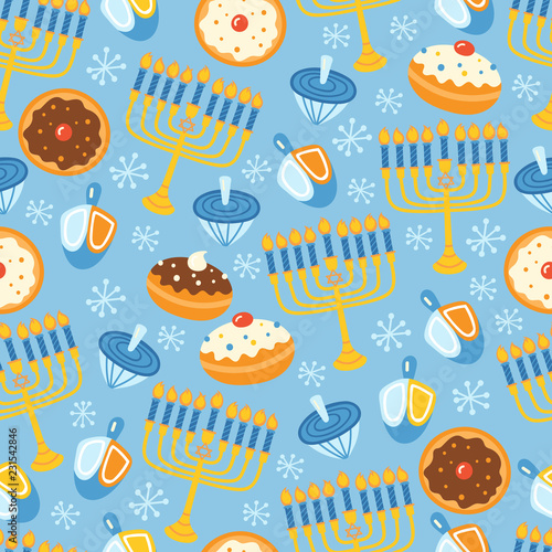 Jewish holiday Hanukkah seamless pattern background