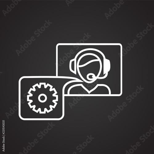 Help desc call center operator thin line on black background icon