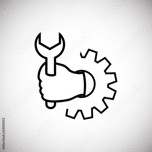 Set up techinical support thin line on white background icon