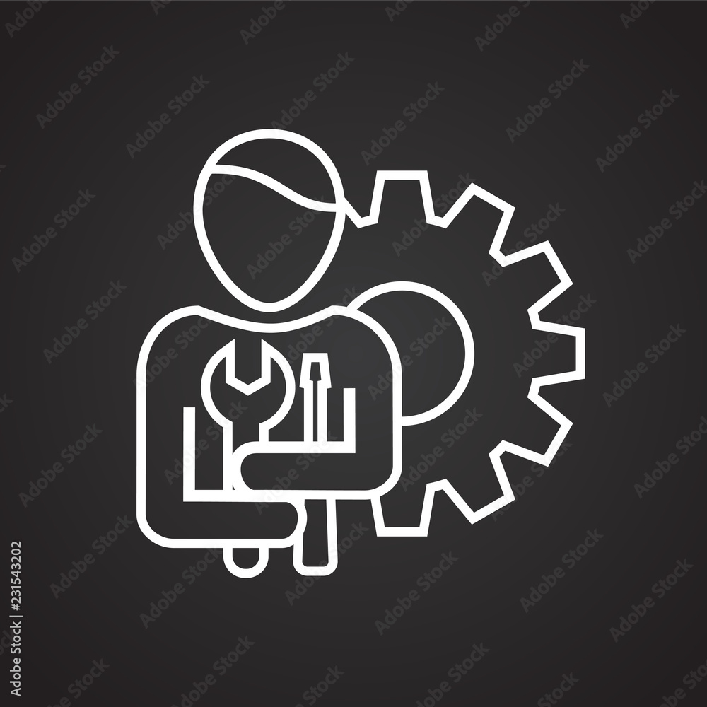 Set up techinical support thin line on black background icon Set up techinical support thin line on black background icon