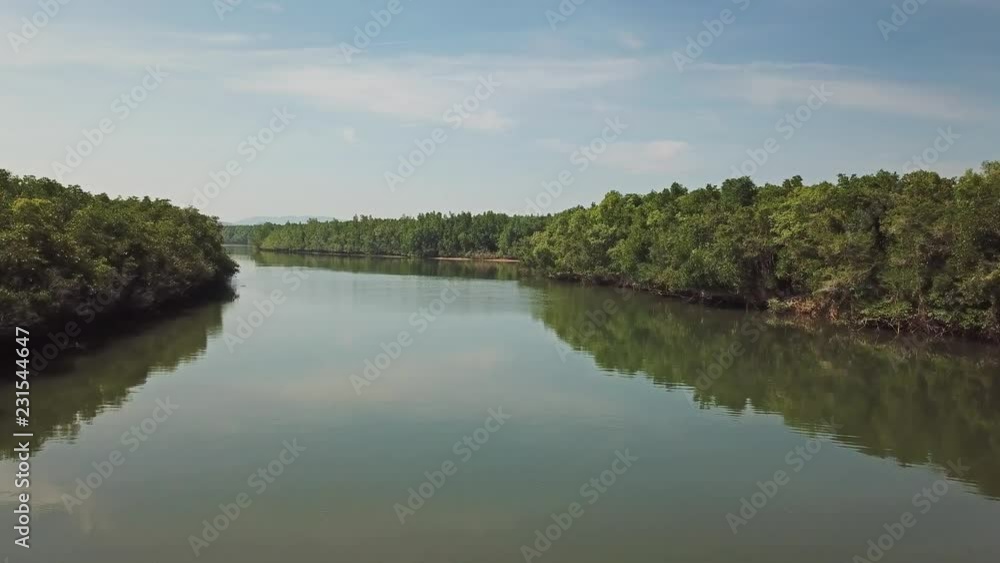 Flying over the river between mangrove forest in Phang Nga province, Thailand, 4k Flying over the river between mangrove forest in Phang Nga province, Thailand, 4k