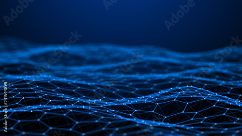 Blockchain technology background. Abstract technology background. Network connection. Big data visualization. 4k rendering.