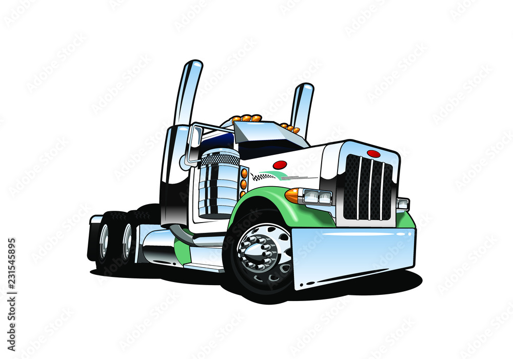 cartoon big rig truck vector illustration Stock Vector | Adobe Stock