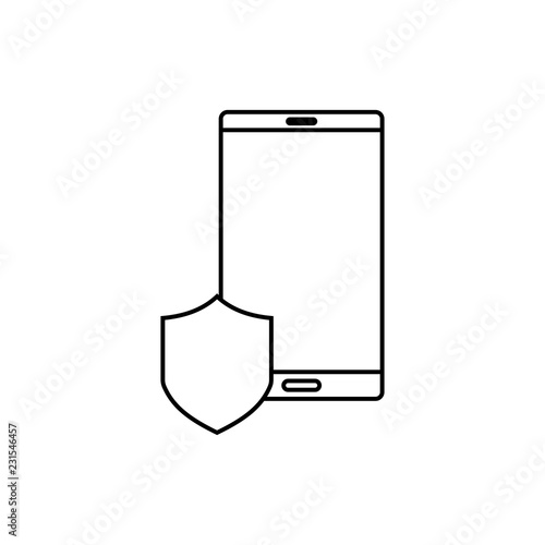 mobile phone cell line icon, Internet VPN Security shield protection Concept vector illustration