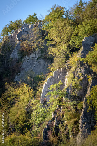 White textured rocks catching the sunlight at golden hour Ardennes