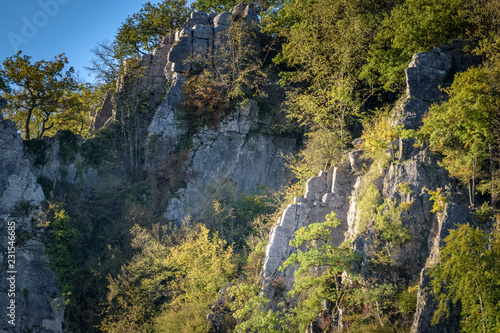 Close up rock formation at golden hour Ardennes