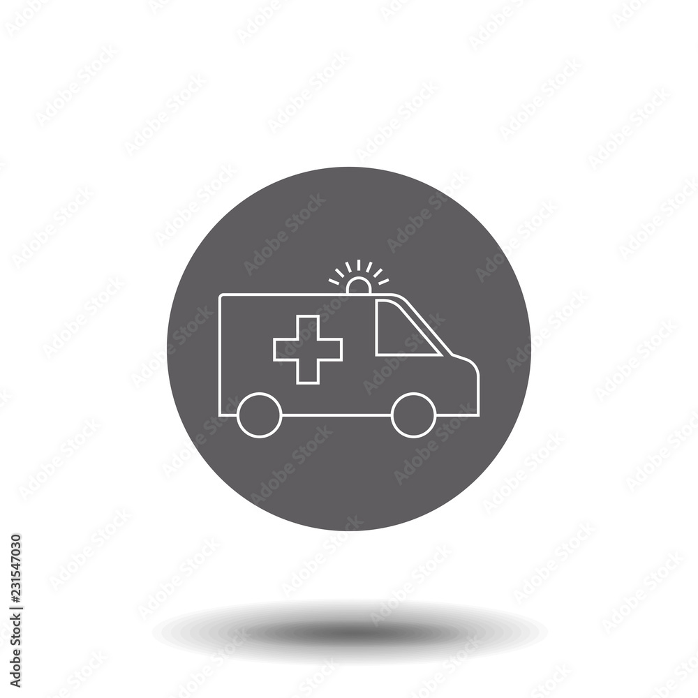 Ambulance vehicle with siren vector line icon isolated on white background. Ambulance vehicle car line icon for infographic, website or app. Icon designed on a grid system. Ambulance vehicle with siren vector line icon isolated on white background. Ambulance vehicle car line icon for infographic, website or app. Icon designed on a grid system.