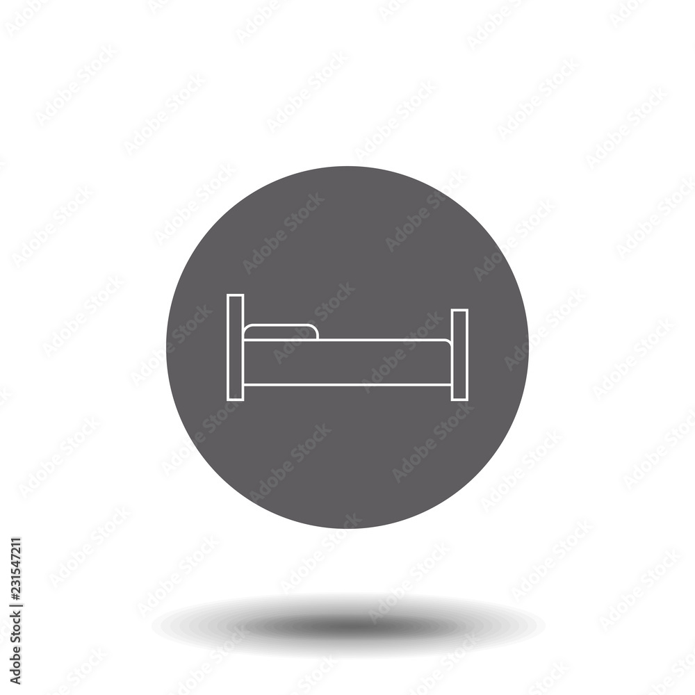 Single bed flat line icon. Bedding sign. Thin linear logo for interior store. Single bed flat line icon. Bedding sign. Thin linear logo for interior store.